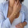 Gold Bracelets Set for Women with 14K Gold Plated Sterling Silver Chunky Cuff Bracelet Stackable Gold Bangles Bracelet - view 5