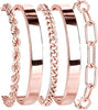 Gold Bracelets Set for Women with 14K Gold Plated Sterling Silver Chunky Cuff Bracelet Stackable Gold Bangles Bracelet - Rose Gold-cuff set