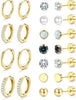 Flat Back Earrings for Women Earring Studs Hoops - Gold Tone