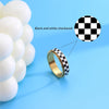Checkered Fidget Ring for Adults - 18K Gold Plated Stainless Steel Rotating Spinner Jewelry, Anxiety & Stress Relief Gift for Women ( Black and White - view 4