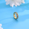Checkered Fidget Ring for Adults - 18K Gold Plated Stainless Steel Rotating Spinner Jewelry, Anxiety & Stress Relief Gift for Women ( Black and White - view 6