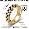 Checkered Fidget Ring for Adults - 18K Gold Plated Stainless Steel Rotating Spinner Jewelry, Anxiety & Stress Relief Gift for Women ( Black and White - view 7