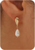 Pearl Earrings-14K Gold Plated Dainty Pearl Drop Simple Wedding CZ Dangle Dangling Cute Stud Earrings for Brides Earrings for Women Gifts - main view