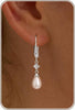 Pearl Earrings-14K Gold Plated Dainty Pearl Drop Simple Wedding CZ Dangle Dangling Cute Stud Earrings for Brides Earrings for Women Gifts - S-CZ Hook Pearl Earrings