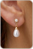 Pearl Earrings-14K Gold Plated Dainty Pearl Drop Simple Wedding CZ Dangle Dangling Cute Stud Earrings for Brides Earrings for Women Gifts - G-Pearl Earrings