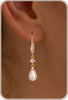 Pearl Earrings-14K Gold Plated Dainty Pearl Drop Simple Wedding CZ Dangle Dangling Cute Stud Earrings for Brides Earrings for Women Gifts - G-CZ Hook Pearl Earrings