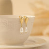 Pearl Earrings-14K Gold Plated Dainty Pearl Drop Simple Wedding CZ Dangle Dangling Cute Stud Earrings for Brides Earrings for Women Gifts - view 6