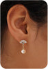 Pearl Earrings-14K Gold Plated Dainty Pearl Drop Simple Wedding CZ Dangle Dangling Cute Stud Earrings for Brides Earrings for Women Gifts - Fan-Shaped Zirconia Pearl Earrings