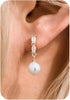 Pearl Earrings-14K Gold Plated Dainty Pearl Drop Simple Wedding CZ Dangle Dangling Cute Stud Earrings for Brides Earrings for Women Gifts - Oval Zirconia Pearl Earrings