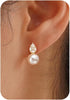 Pearl Earrings-14K Gold Plated Dainty Pearl Drop Simple Wedding CZ Dangle Dangling Cute Stud Earrings for Brides Earrings for Women Gifts - CZ Teardrop Pearl Earrings