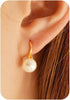 Pearl Earrings-14K Gold Plated Dainty Pearl Drop Simple Wedding CZ Dangle Dangling Cute Stud Earrings for Brides Earrings for Women Gifts - Spoon Pearl Earrings