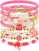Game Day Football Charm Bracelet Stackable Sports Jewelry for Moms and Dads Football Fans - Pink
