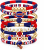 Game Day Football Charm Bracelet Stackable Sports Jewelry for Moms and Dads Football Fans - Blue/Red