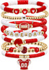 Game Day Football Charm Bracelet Stackable Sports Jewelry for Moms and Dads Football Fans - Red
