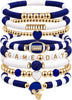 Game Day Football Charm Bracelet Stackable Sports Jewelry for Moms and Dads Football Fans - Blue