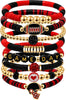 Game Day Football Charm Bracelet Stackable Sports Jewelry for Moms and Dads Football Fans - Red/Black