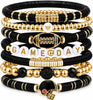 Game Day Football Charm Bracelet Stackable Sports Jewelry for Moms and Dads Football Fans - Black