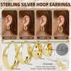 12mm Wide Thick Sterling Silver Hoop Earrings - view 4