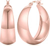 12mm Wide Thick Sterling Silver Hoop Earrings - Rose Gold-30mm