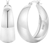 12mm Wide Thick Sterling Silver Hoop Earrings - silver 10-30mm