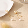 Dangle Pearl Drop Gold Earrings for Women Flower Wedding Jewelry - view 3
