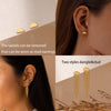Gold Earrings for Women, 14K Gold Plated Tassel Dangle Earrings for Women Trendy Long Chain Earring Dainty Pearl Drop Earrings Elegant Wedding - view 5