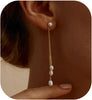 Gold Earrings for Women, 14K Gold Plated Tassel Dangle Earrings for Women Trendy Long Chain Earring Dainty Pearl Drop Earrings Elegant Wedding - Gold-Style 4 Dangle