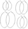 4 Pairs Stainless Steel Hoop Earrings Set for Women - main view
