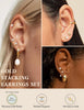 Flat Back Earrings for Women Surgical Steel Earrings -20G Cartilage Earring Stacks 14K Gold Plated Hoops Flatback Stud Earring Sets for Multiple - view 4