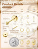 Flat Back Earrings for Women Surgical Steel Earrings -20G Cartilage Earring Stacks 14K Gold Plated Hoops Flatback Stud Earring Sets for Multiple - view 7