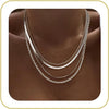 Layered Necklaces for Women 14k Gold Plated Chain Necklace Set Chunky Herringbone Snake Rope Box Cuban Link Chain for Women Layering Stack Choker - 4 Layered Necklace Silver