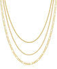 Layered Necklaces for Women 14k Gold Plated Chain Necklace Set Chunky Herringbone Snake Rope Box Cuban Link Chain for Women Layering Stack Choker - 3 Bead Cuban Figaro Gold