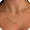 Layered Necklaces for Women 14k Gold Plated Chain Necklace Set Chunky Herringbone Snake Rope Box Cuban Link Chain for Women Layering Stack Choker - Layered Bead Gold