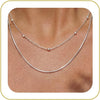 Layered Necklaces for Women 14k Gold Plated Chain Necklace Set Chunky Herringbone Snake Rope Box Cuban Link Chain for Women Layering Stack Choker - Layered Bead Silver