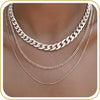 Layered Necklaces for Women 14k Gold Plated Chain Necklace Set Chunky Herringbone Snake Rope Box Cuban Link Chain for Women Layering Stack Choker - Silver--style I