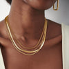 Layered Necklaces for Women 14k Gold Plated Chain Necklace Set Chunky Herringbone Snake Rope Box Cuban Link Chain for Women Layering Stack Choker - view 4