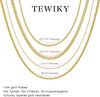Layered Necklaces for Women 14k Gold Plated Chain Necklace Set Chunky Herringbone Snake Rope Box Cuban Link Chain for Women Layering Stack Choker - view 5