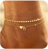 Gold Initial Ankle Bracelets for Women Heart Anklets - Gold Letter H