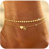 Gold Initial Ankle Bracelets for Women Heart Anklets - Gold Letter B