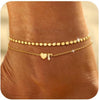 Gold Initial Ankle Bracelets for Women Heart Anklets - Gold Letter R