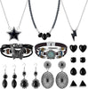 20 Pcs Bohemian Jewelry Set for Women Western Turquoise Jewelry Set - Black