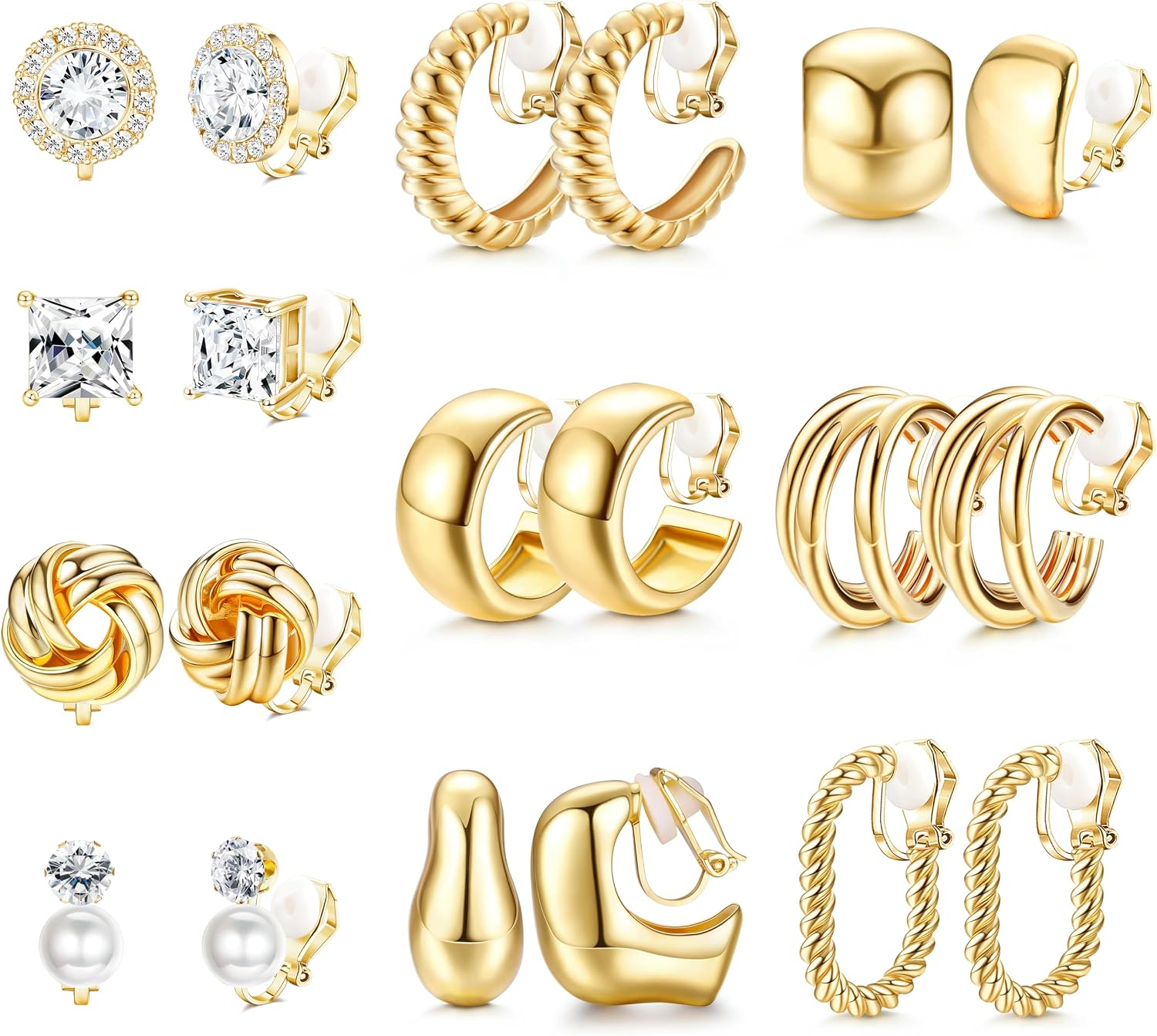 10 Pairs Clip On Earrings for Women Non Pierced Earrings Set - main view