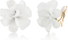 Fashion Flower Clip On Earrings For Women Cute Lovely Acrylic Flower Earrings No piercing Earrings - white