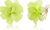Fashion Flower Clip On Earrings For Women Cute Lovely Acrylic Flower Earrings No piercing Earrings - green