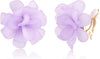 Fashion Flower Clip On Earrings For Women Cute Lovely Acrylic Flower Earrings No piercing Earrings - purple