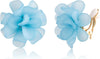 Fashion Flower Clip On Earrings For Women Cute Lovely Acrylic Flower Earrings No piercing Earrings - blue