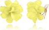 Fashion Flower Clip On Earrings For Women Cute Lovely Acrylic Flower Earrings No piercing Earrings - yellow