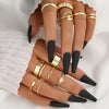 Gold Knuckle Rings Set for Women, Stackable Midi Chunky Rings Pack - view 7