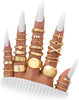 Gold Knuckle Rings Set for Women, Stackable Midi Chunky Rings Pack - Gold-B-25 Pcs