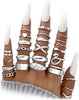 Gold Knuckle Rings Set for Women, Stackable Midi Chunky Rings Pack - Silver-A-25 Pcs